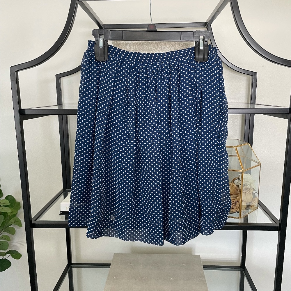 Navy with White Polka Dot Skirt